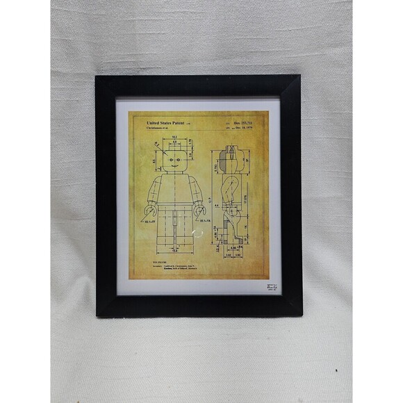 Lego Figure Patent Blueprint Framed Oliver Gal Original Art Print, 2013 - Picture 1 of 16